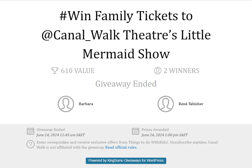 Little Mermaid Giveaway winner
