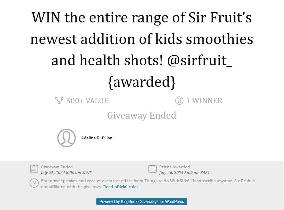 Sir fruit winner